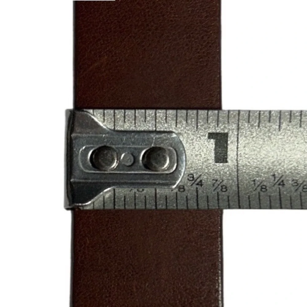 Relativity Brown Genuine Leather Belt Silver Buckle Metal Tip Large (30